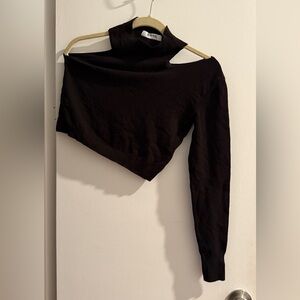 Black Asymmetrical Cutout Crop Top